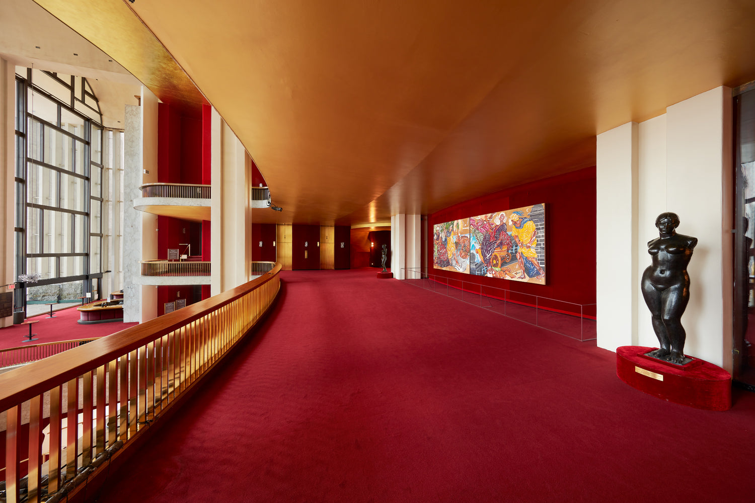 Chase Hall in The Met with Red Rug and Sculpture